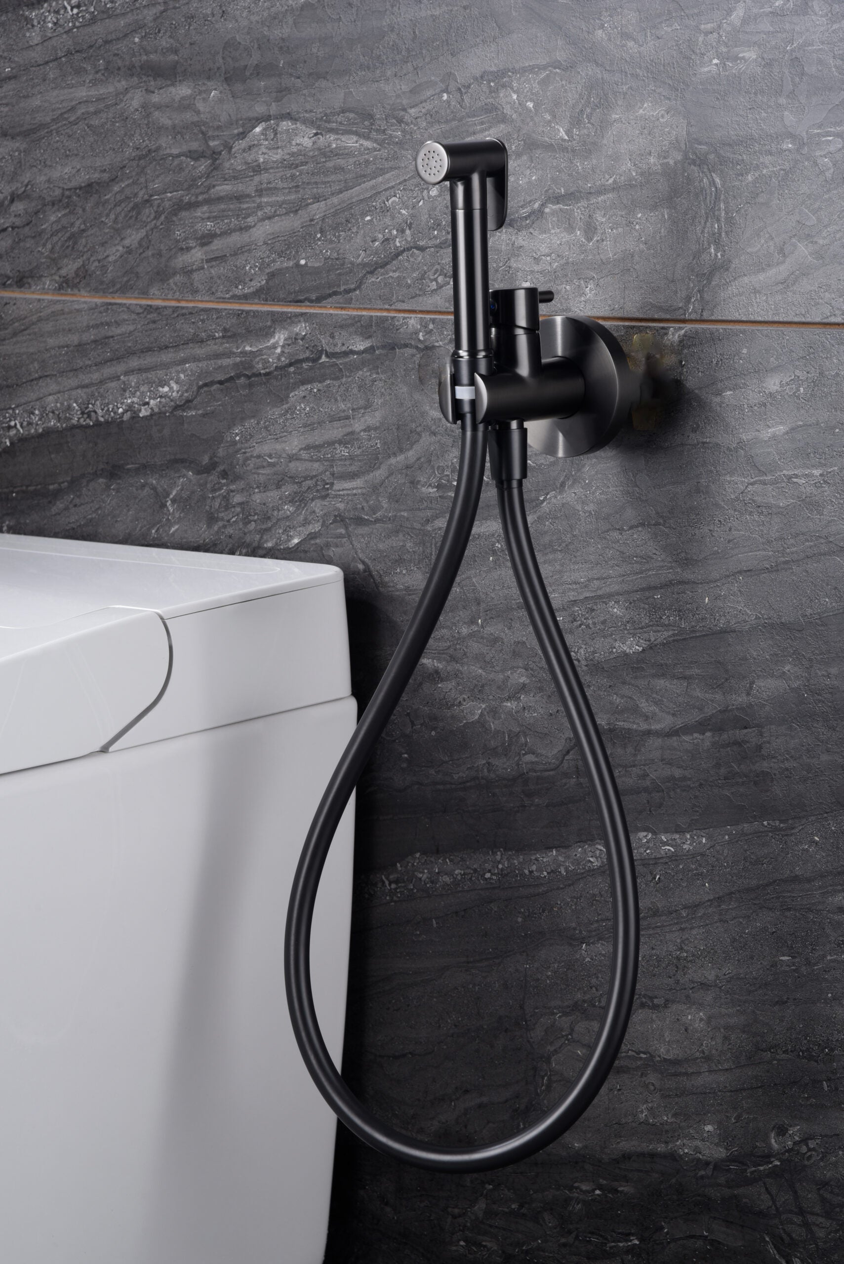 Black Gun Metal Built-in Bidet Faucet Modern Design, view 3