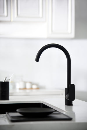 Matte Black Kitchen Faucet Modern Design, view 4
