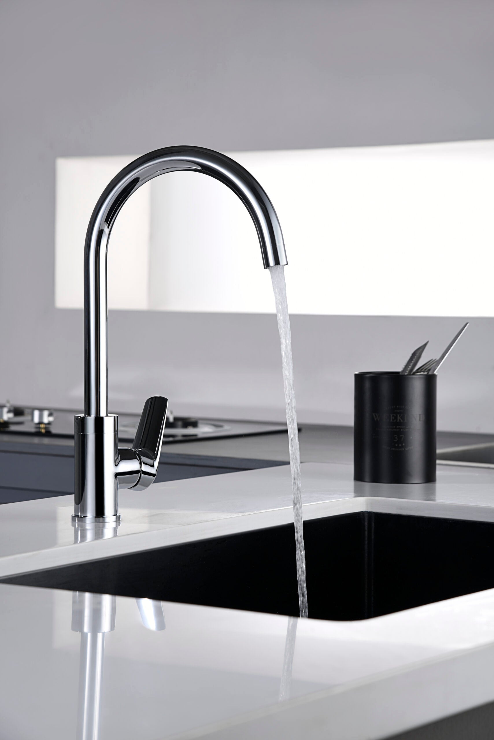 Chrome Kitchen Faucet Modern Minimalist Design, view 4