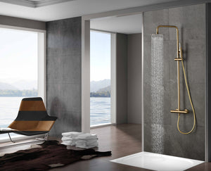 Monza Brushed Gold Thermostatic Shower Set, view 3