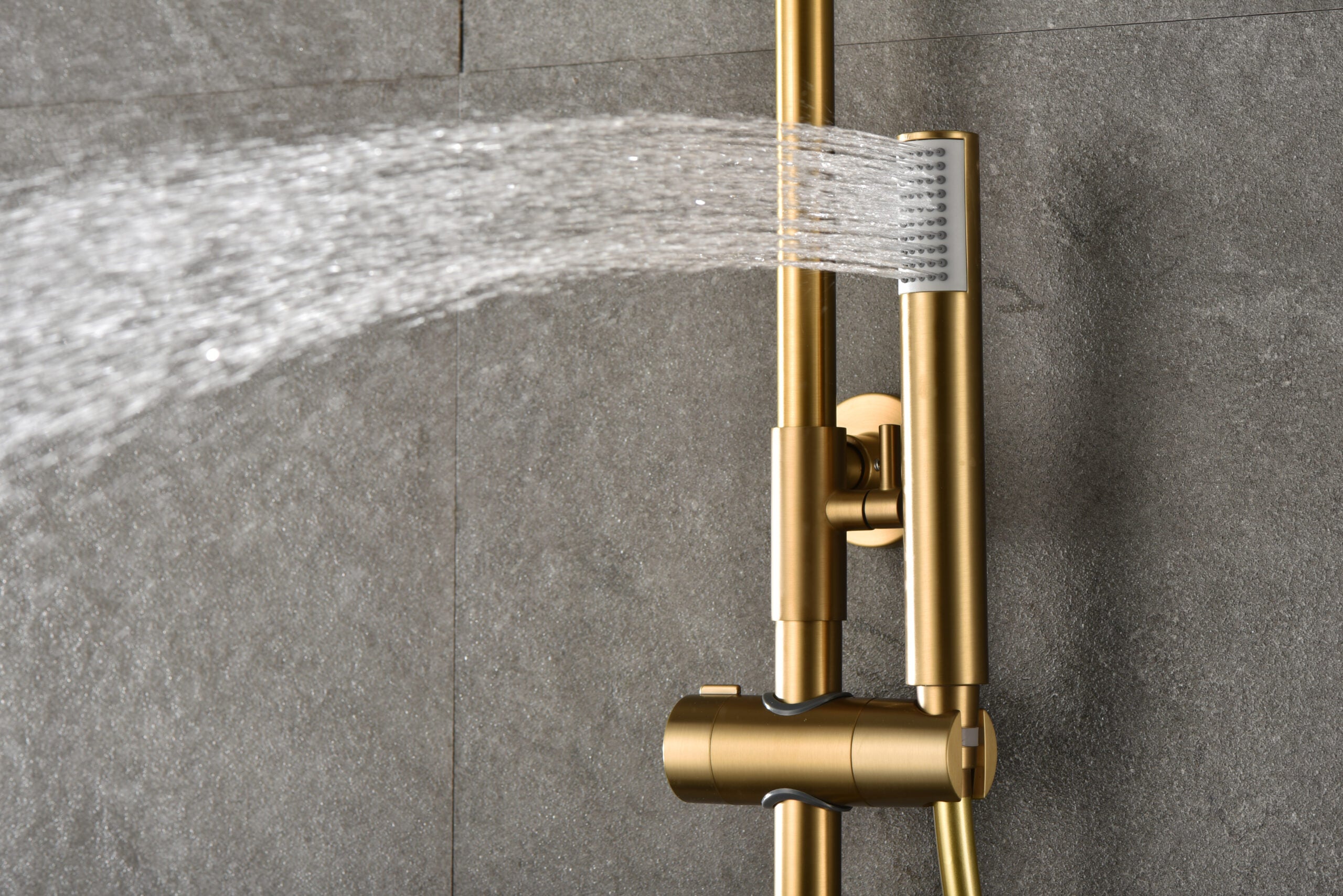 Monza Brushed Gold Thermostatic Shower Set, view 5