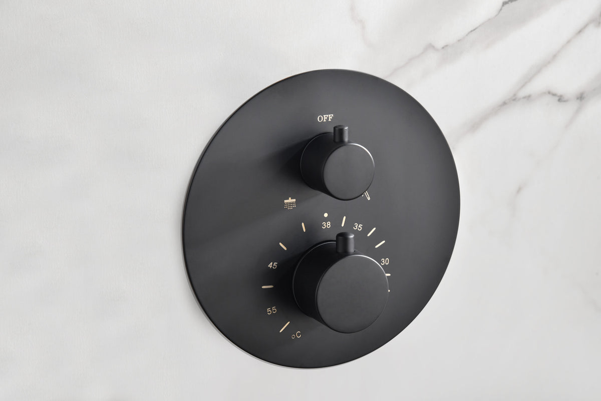 Matte Black Thermostatic Shower Set Built-in Design, view 3