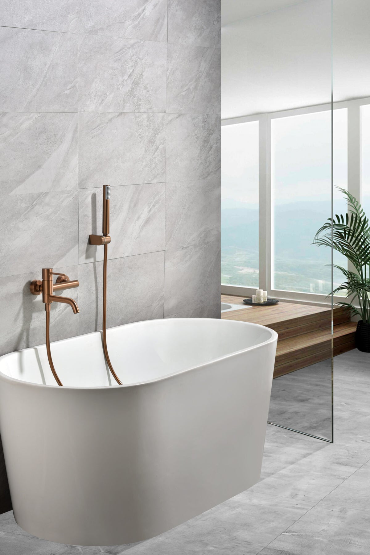 Monza Brushed Rose Gold Single Lever Shower Mixer Kit, view 3