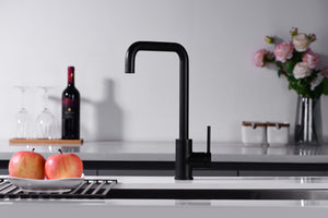 Matte Black Kitchen Faucet Modern Minimalist Design, view 3