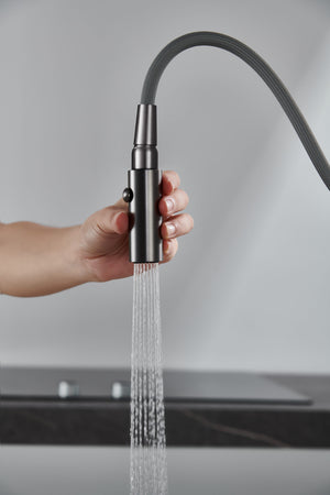 Niza Black Gun Metal Kitchen Faucet Modern Design, view 6