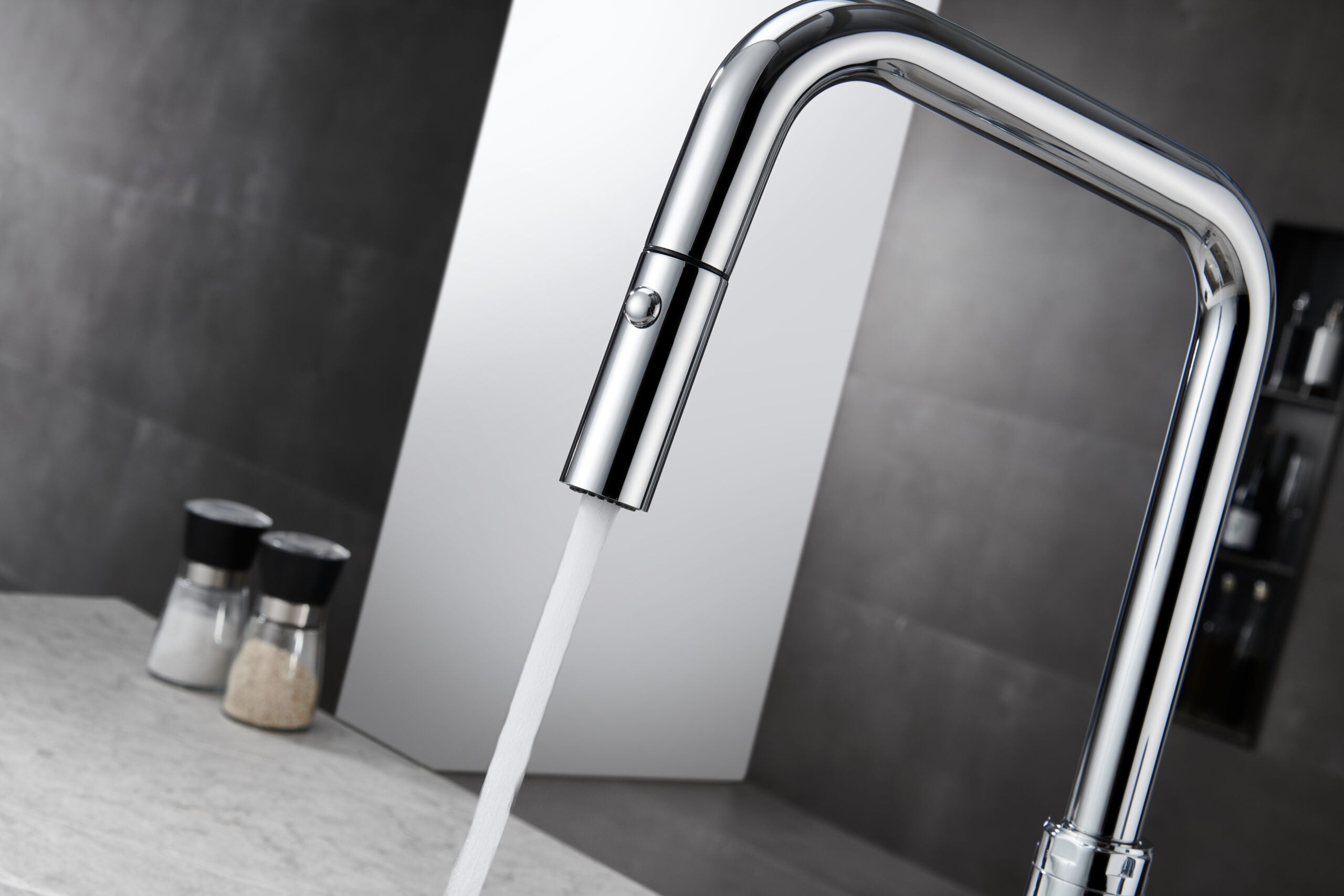 Niza Chrome Kitchen Faucet Modern Minimalist Design, view 4