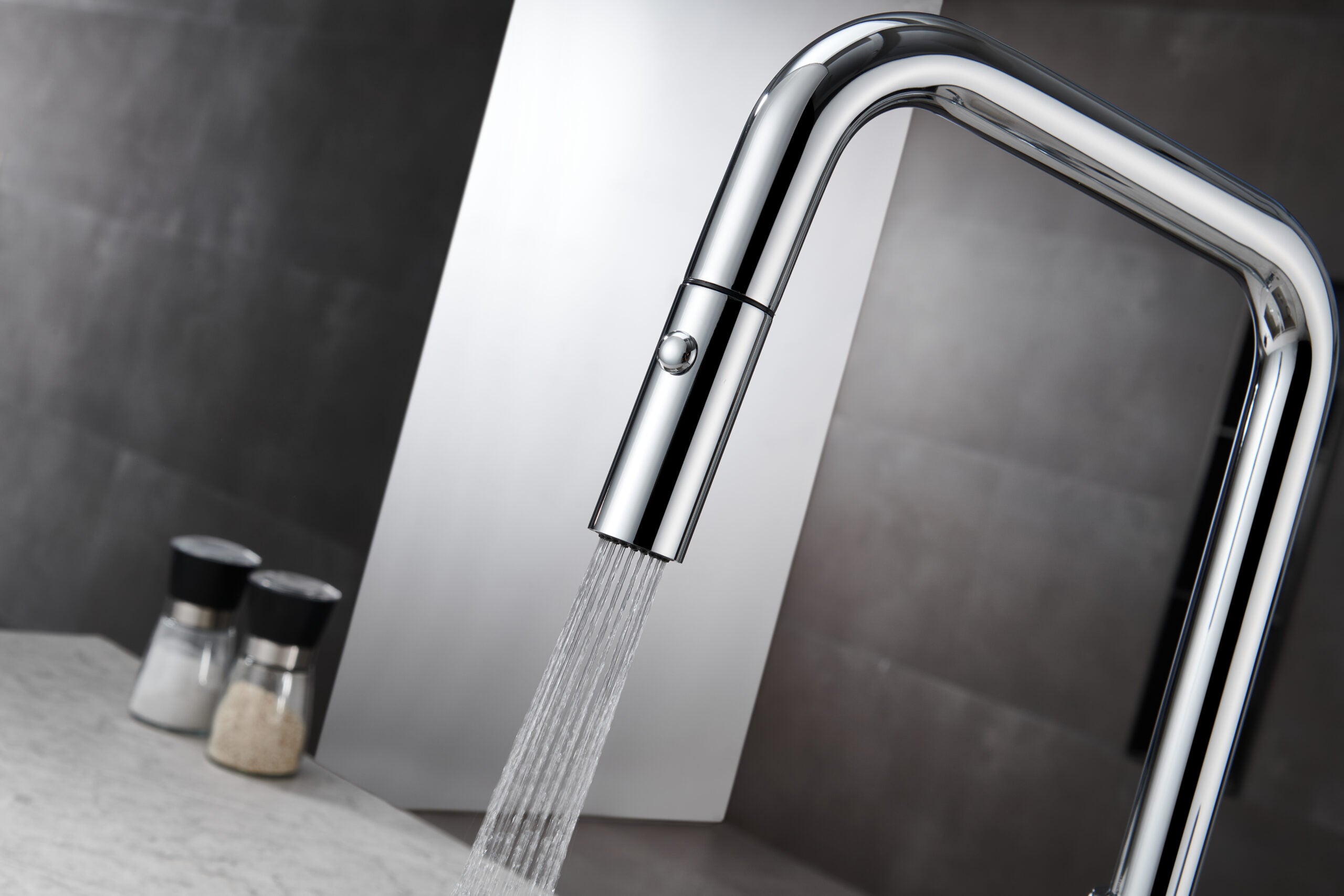 Niza Chrome Kitchen Faucet Modern Minimalist Design, view 5