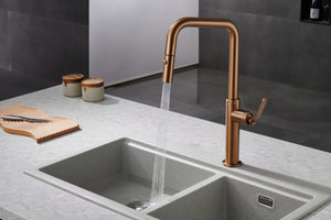 Brushed Rose Gold Kitchen Faucet Modern Design, view 3