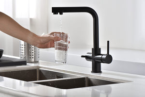 Matte Black Kitchen Faucet Modern Minimalist Design, view 4