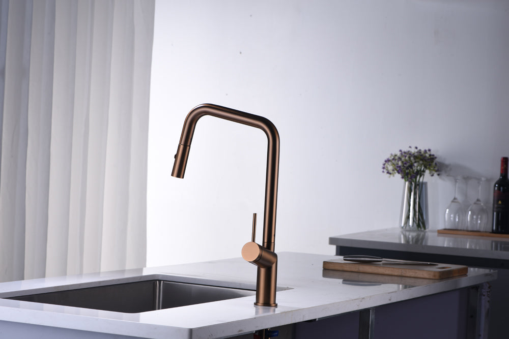 Bonn Brushed Rose Gold Kitchen Faucet, view 4