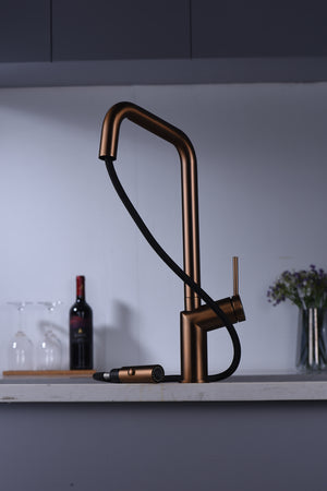 Bonn Brushed Rose Gold Kitchen Faucet, view 3