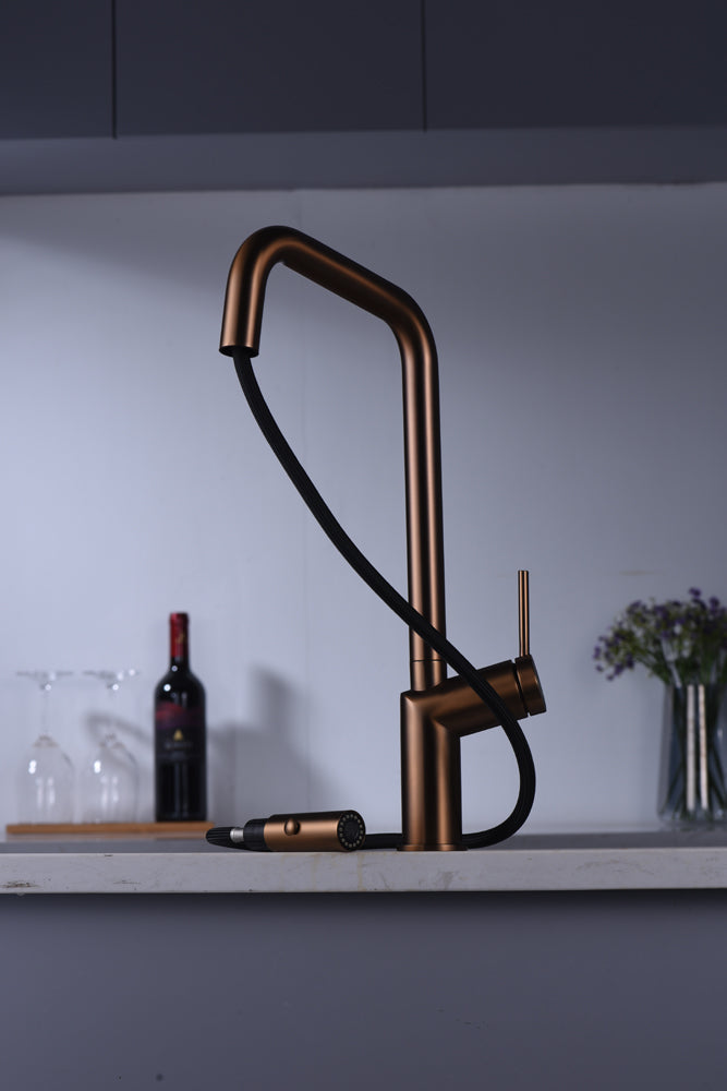 Bonn Brushed Rose Gold Kitchen Faucet, view 3