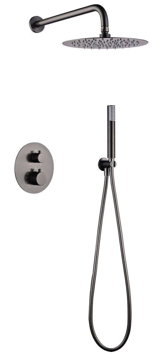 Conjunto Ducha Termostatico Empotrado Monza Negro Gun Metal