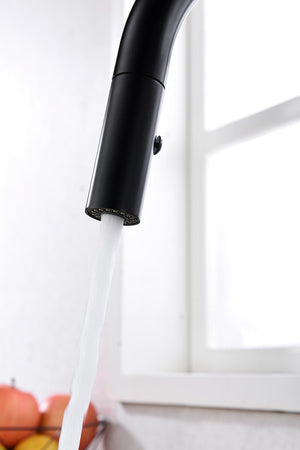 Samoa Matte Black Kitchen Faucet Modern Design, detail view