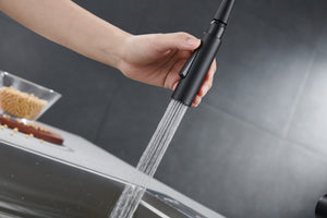 Matte Black Kitchen Faucet Modern Minimalist Design, view 6