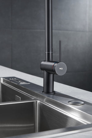 Matte Black Kitchen Faucet Modern Minimalist Design, view 4