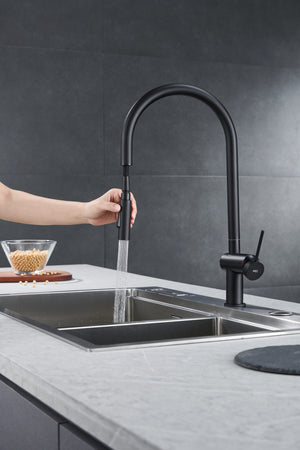 Matte Black Kitchen Faucet Modern Minimalist Design, view 8