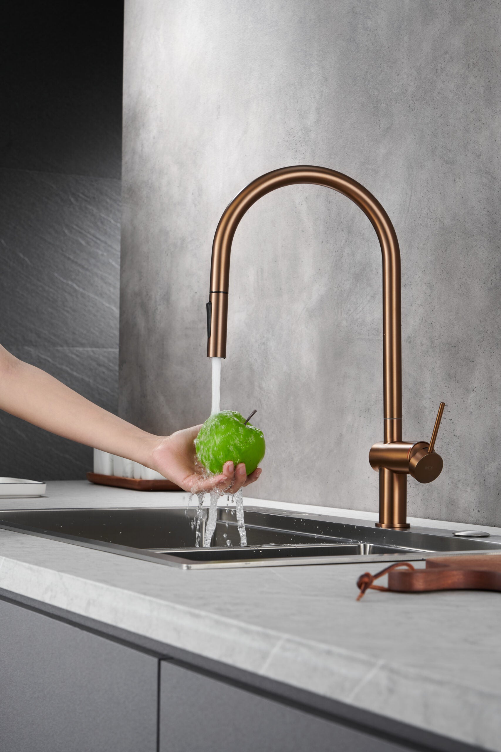 Berna Brushed Rose Gold Kitchen Faucet, view 7