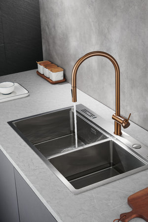 Berna Brushed Rose Gold Kitchen Faucet, view 3