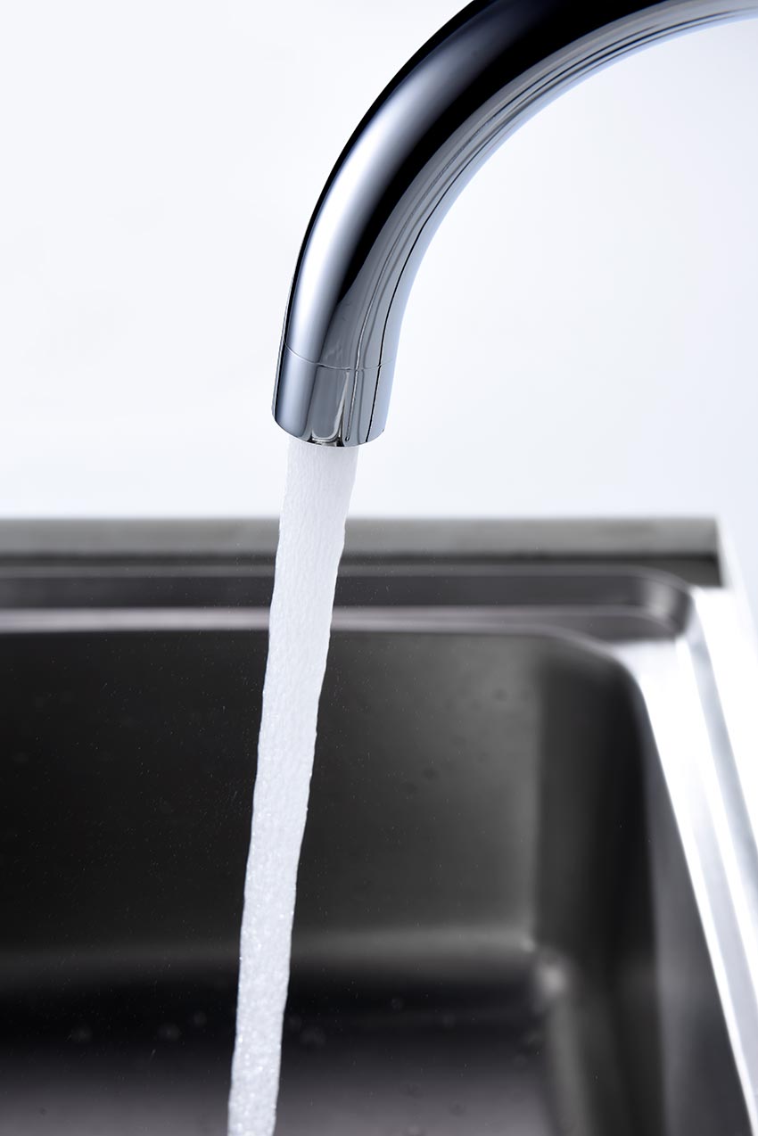 Chrome Kitchen Faucet Modern Minimalist Design, detail view