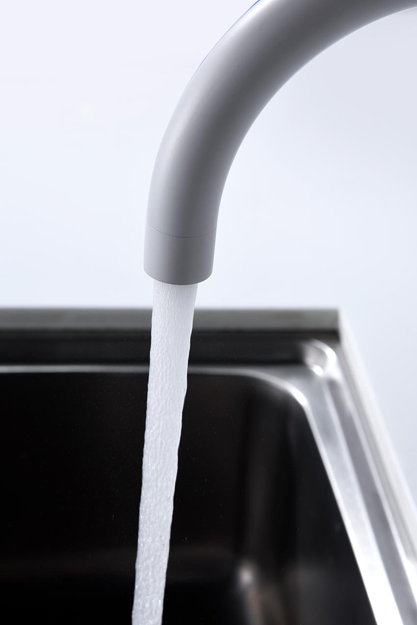 Matte White Modern Kitchen Faucet, detail view