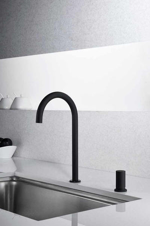 Matte Black Kitchen Faucet Modern Minimalist Design, in a bathroom setting