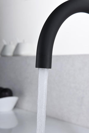 Matte Black Kitchen Faucet Modern Minimalist Design, detail view