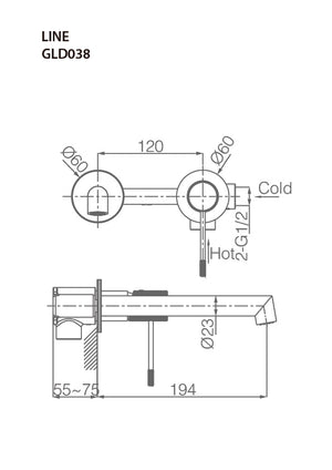 Black Gum Metal Built-in Bathroom Sink Mixer Faucet, view 4