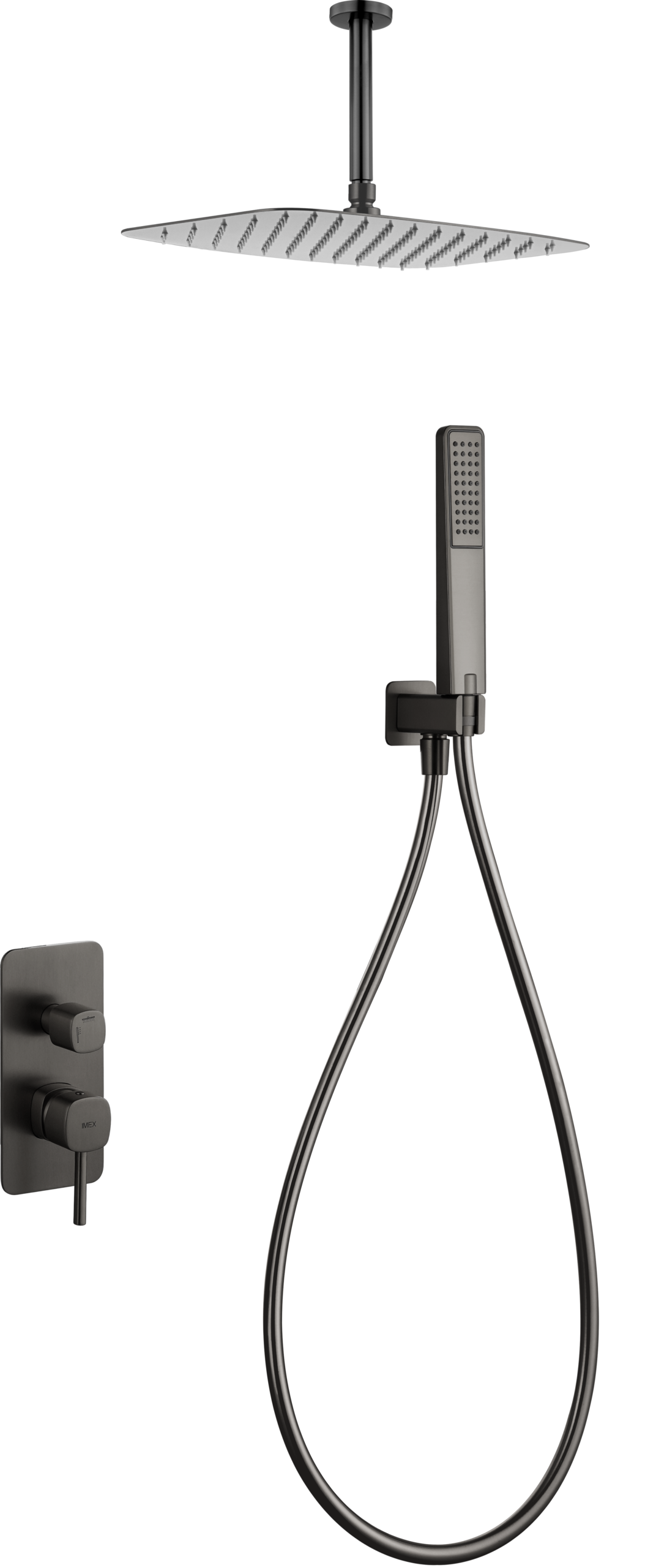Arezzo Black Gun Metal Concealed Single Lever Shower Set, main product view