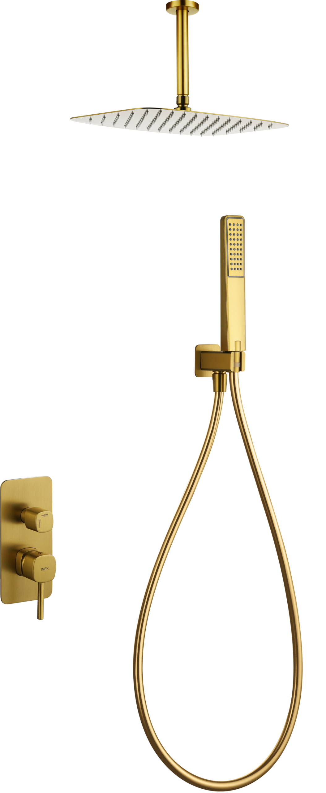 Arezzo Brushed Gold Concealed Single Lever Shower Set, main product view