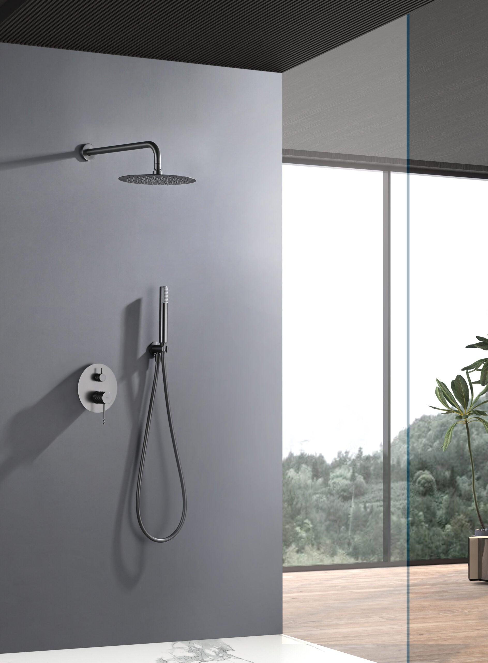 Bless Black Gun Metal Concealed Single Lever Shower Set, view 2