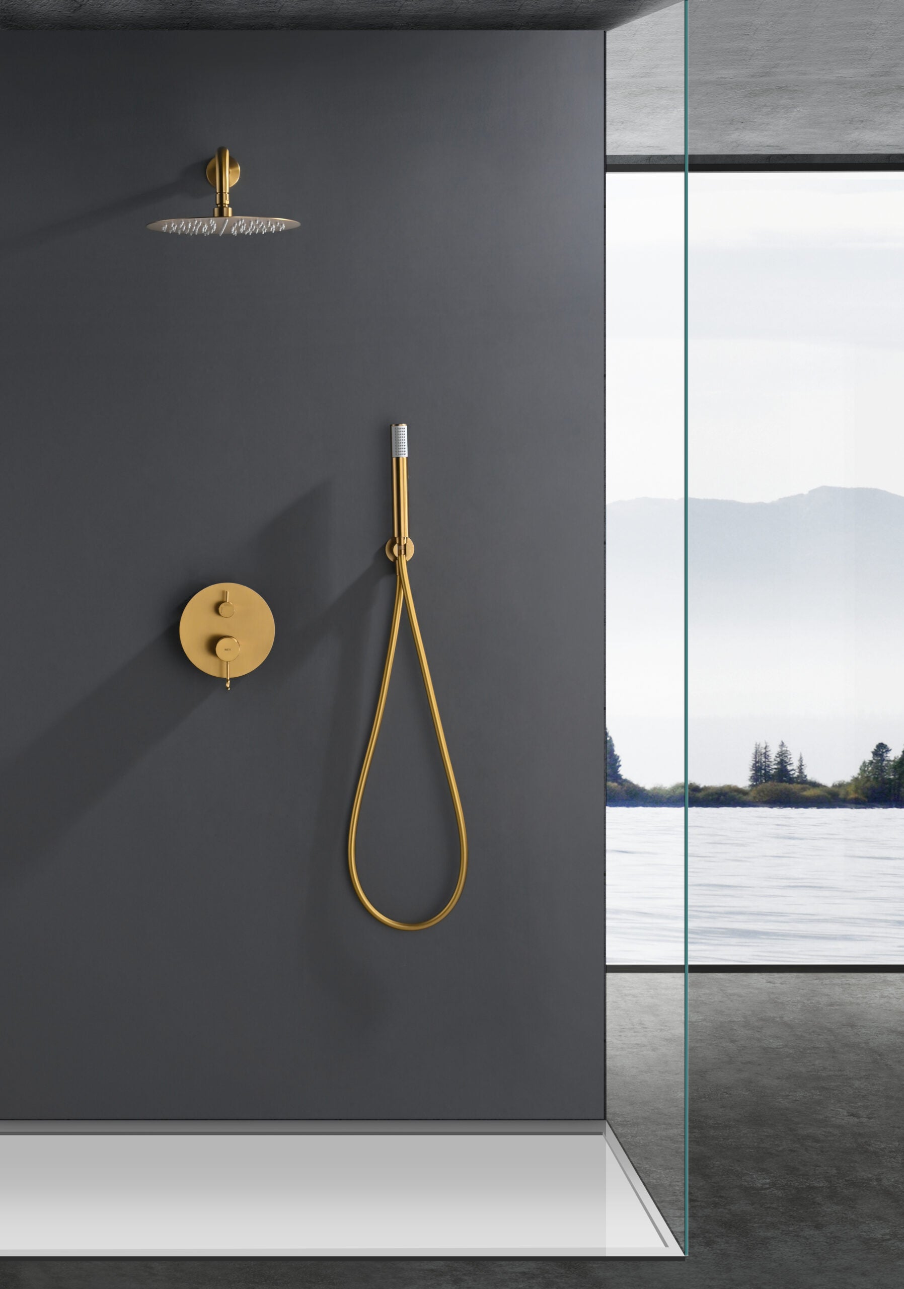 Bless Brushed Gold Concealed Single Lever Shower Set, view 2
