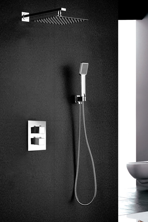 Chrome Thermostatic Built-in Shower Set Modern Design, view 2