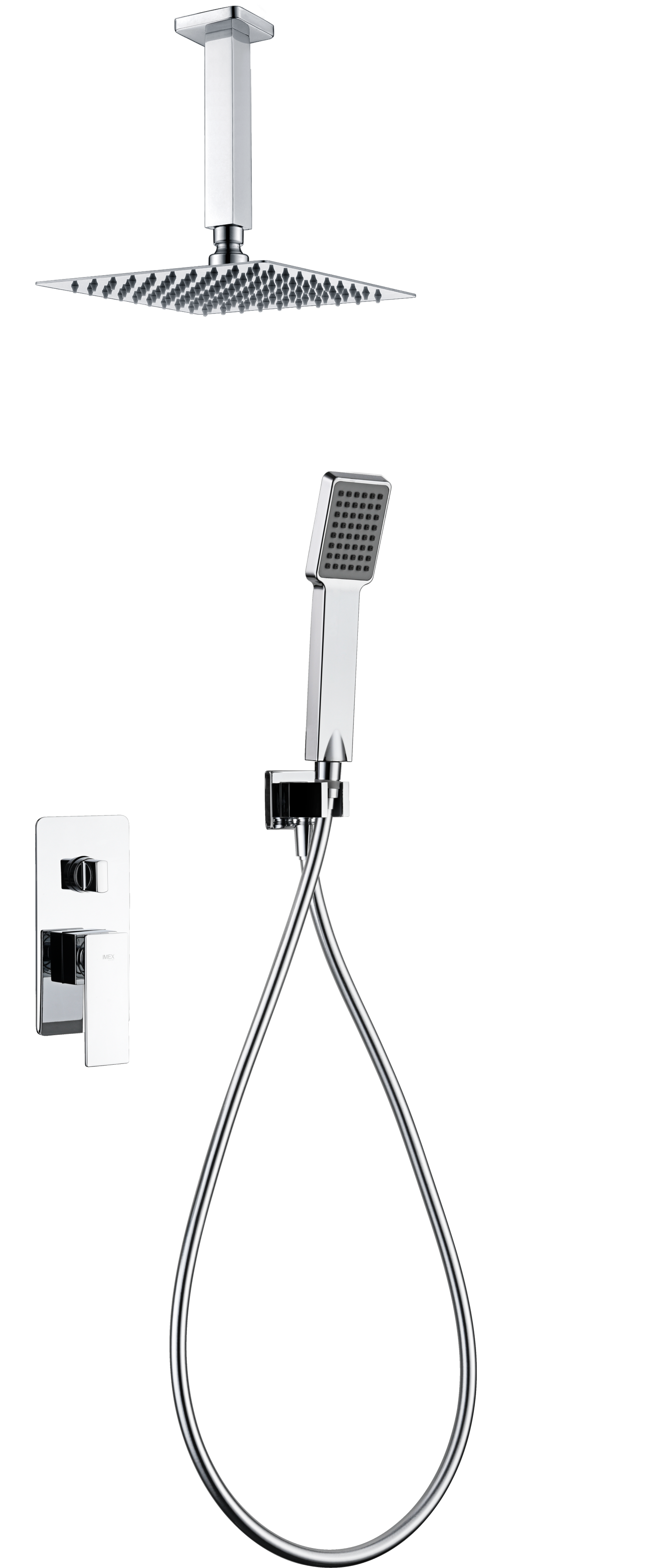 Chrome Single-Lever Built-In Shower Set Modern Design, view 2