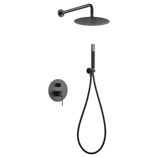 Conjunto De Ducha Empotrado Monomando Line Negro Gum Metal