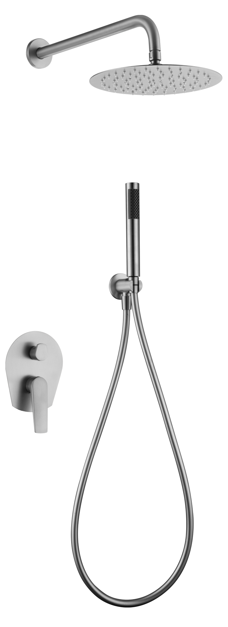 Recessed Single-Lever Shower Set Stainless Steel Modern Design, view 2