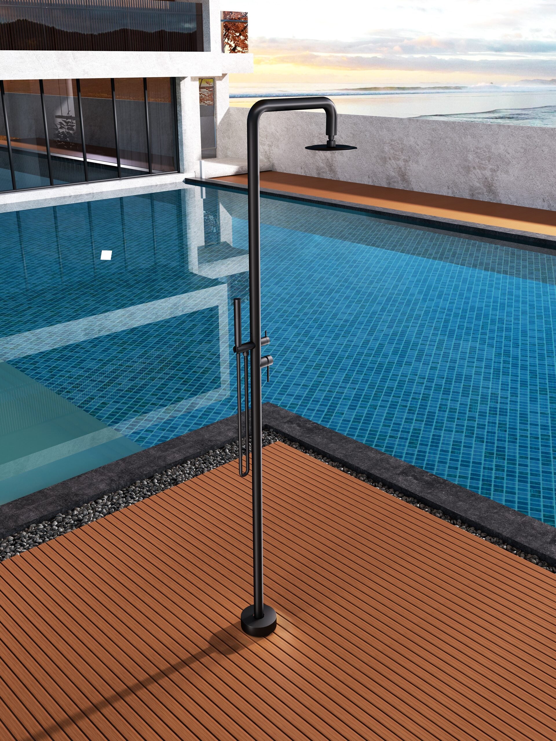 Florida Matte Black Steel Pool Shower Tap in 316 Stainless Steel, view 2