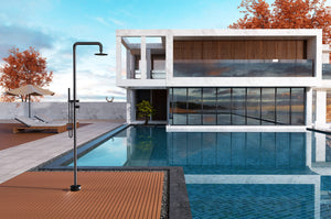 Florida Matte Black Steel Pool Shower Tap in 316 Stainless Steel, view 4