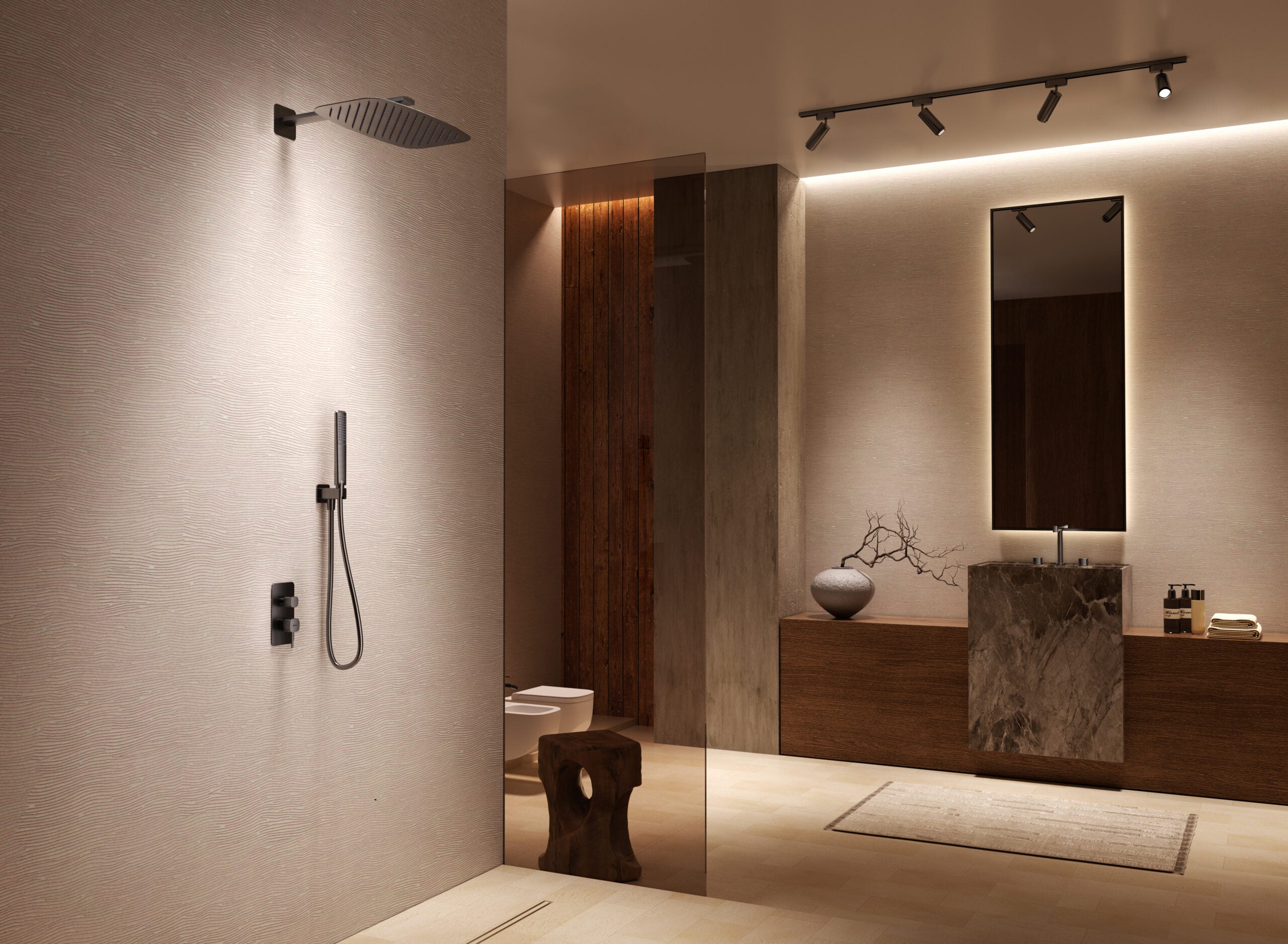 Firenze Brushed Nickel Concealed Single Lever Shower Set, view 3