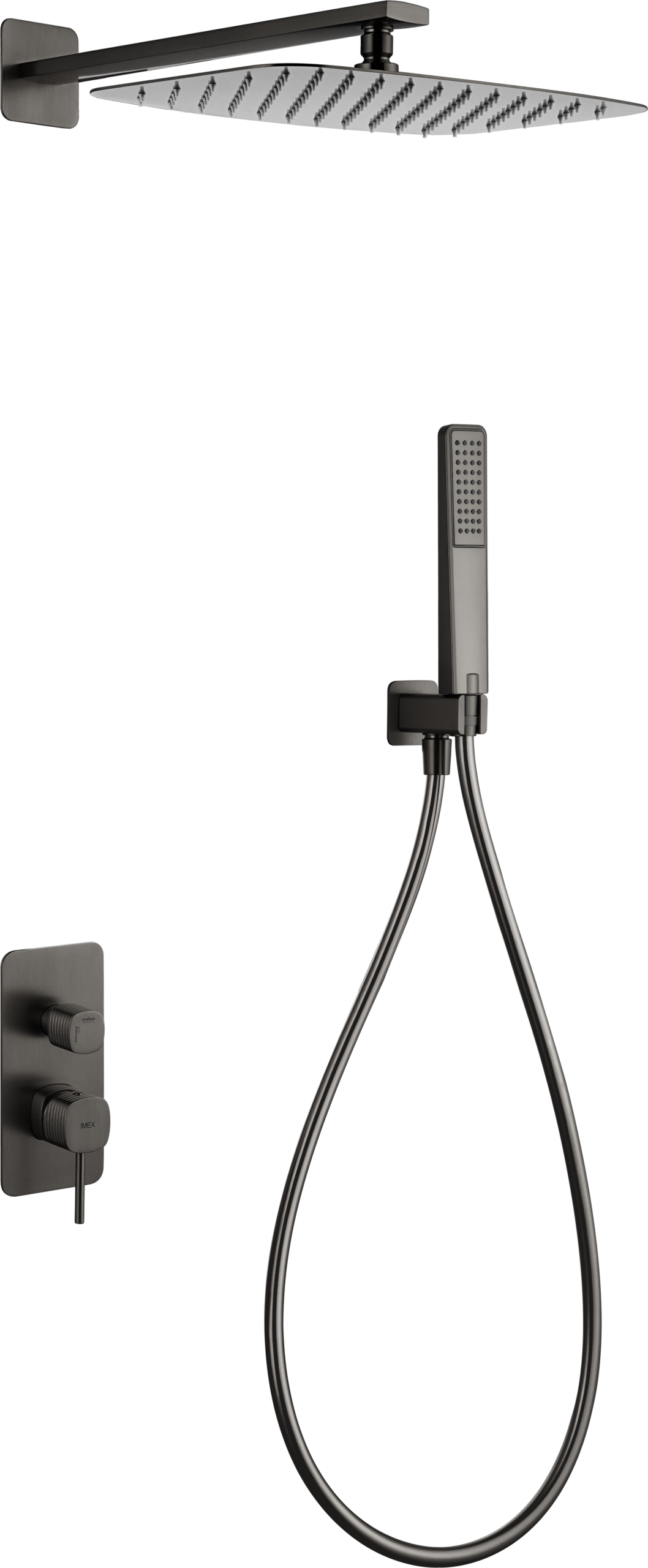 Firenze Black Gun Metal Concealed Single Lever Shower Set, main product view