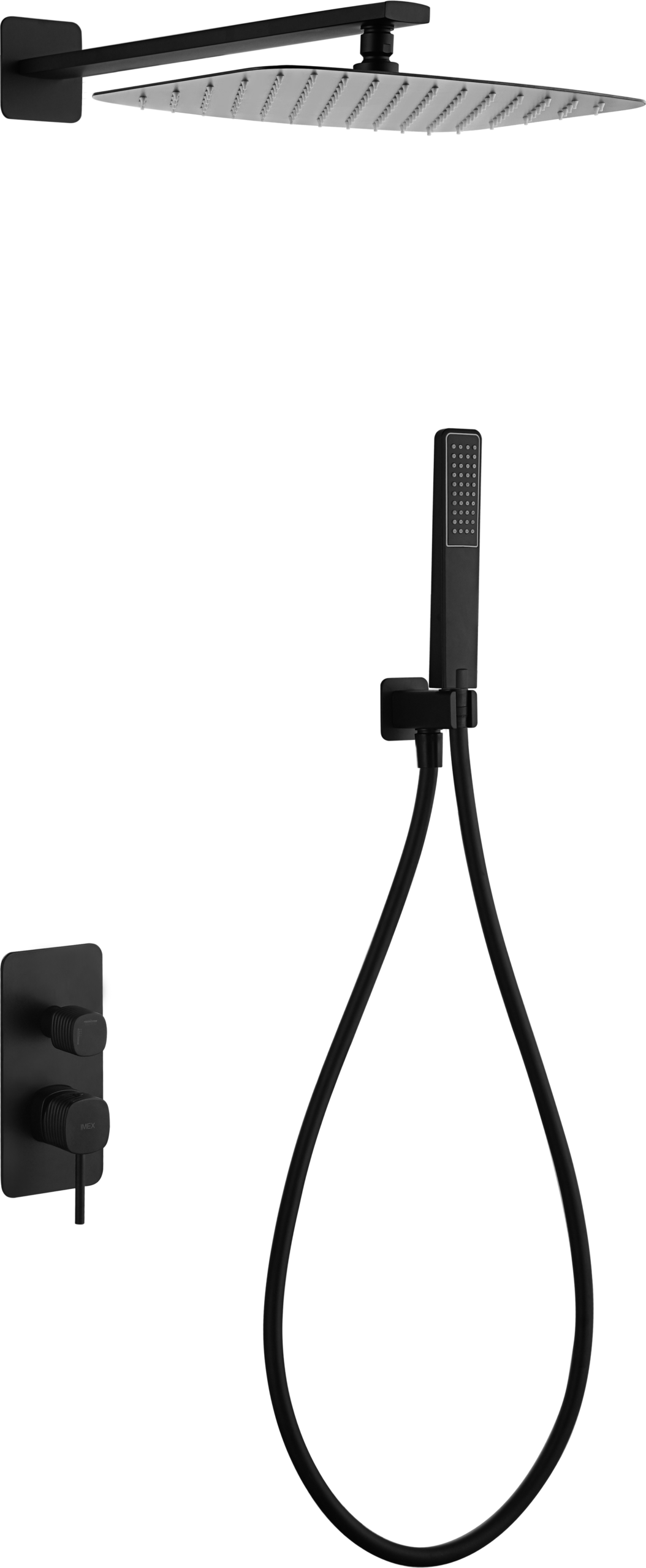Firenze Matte Black Concealed Single Lever Shower Set, main product view