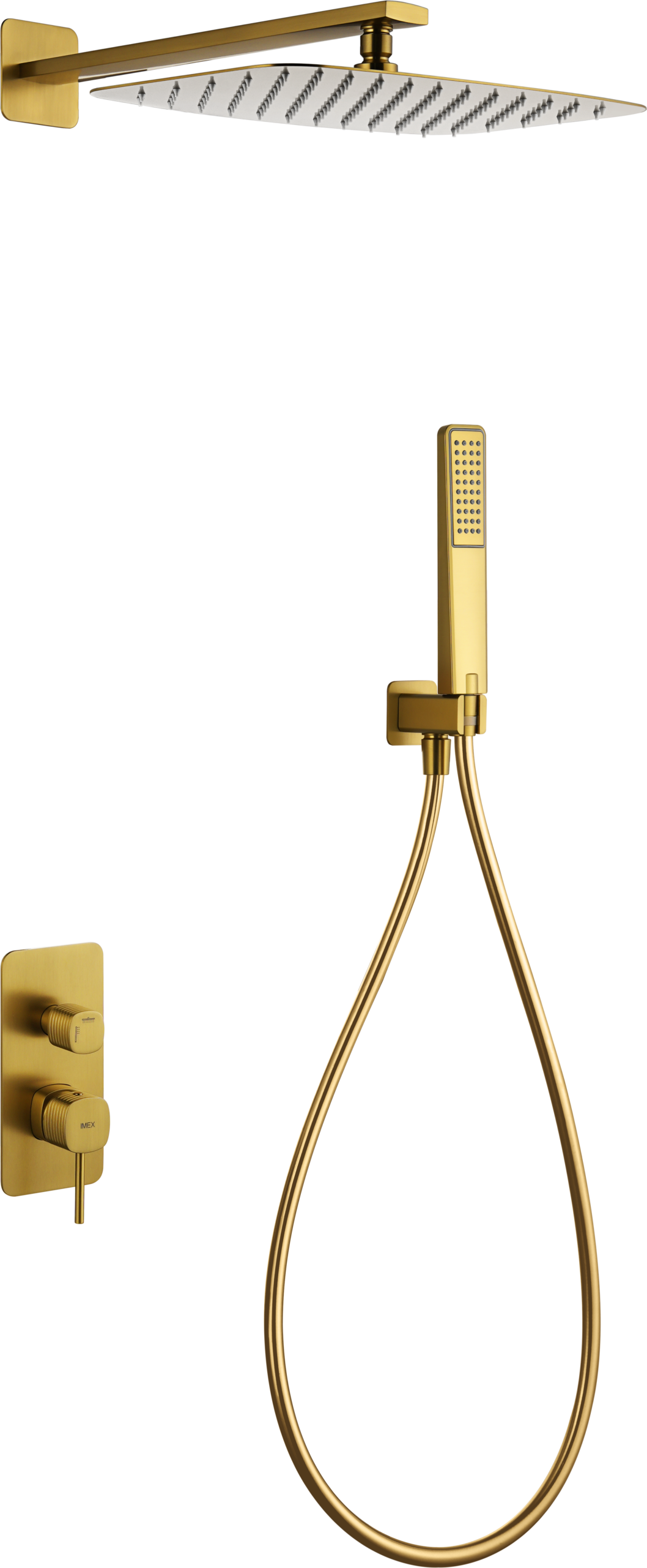 Firenze Brushed Gold Concealed Single Lever Shower Set, main product view
