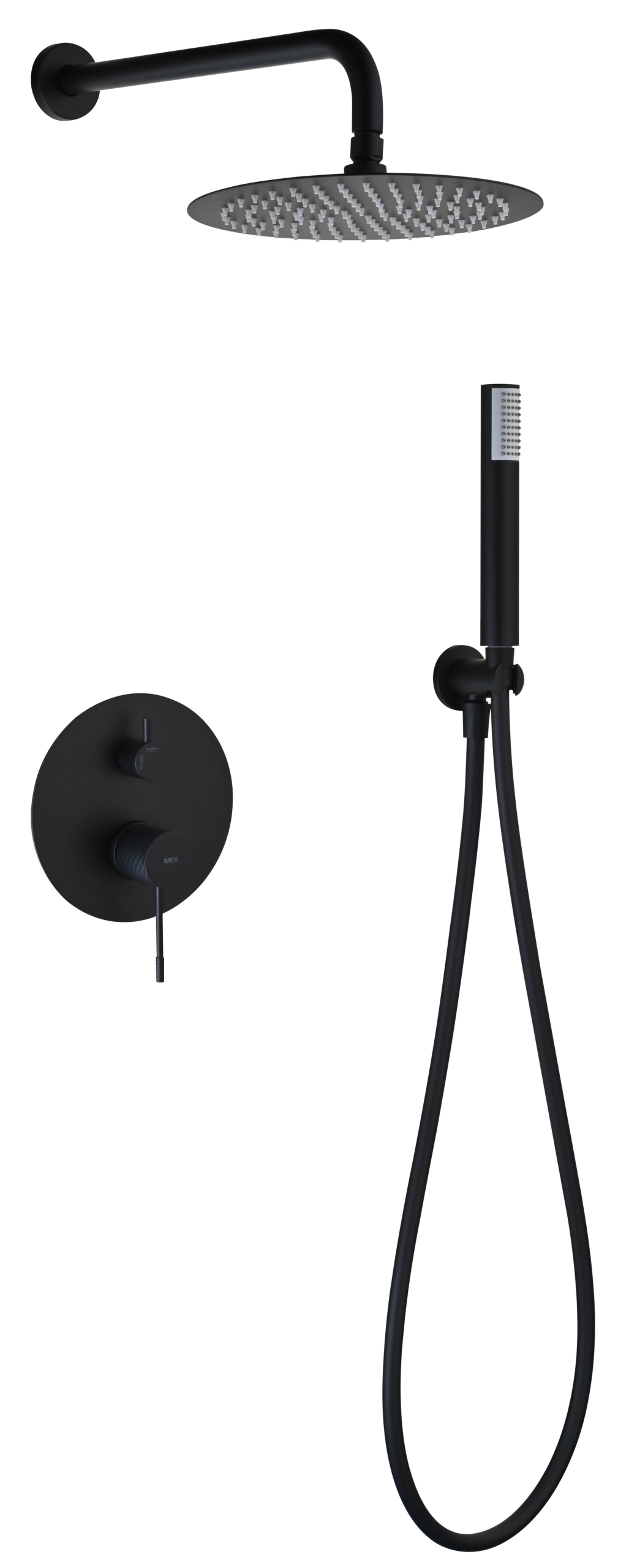 Génova Matte Black Concealed Single Lever Shower Set, main product view