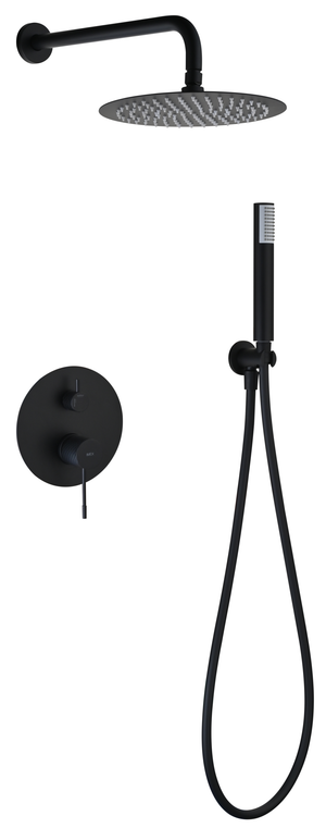 Génova Matte Black Concealed Single Lever Shower Set, main product view