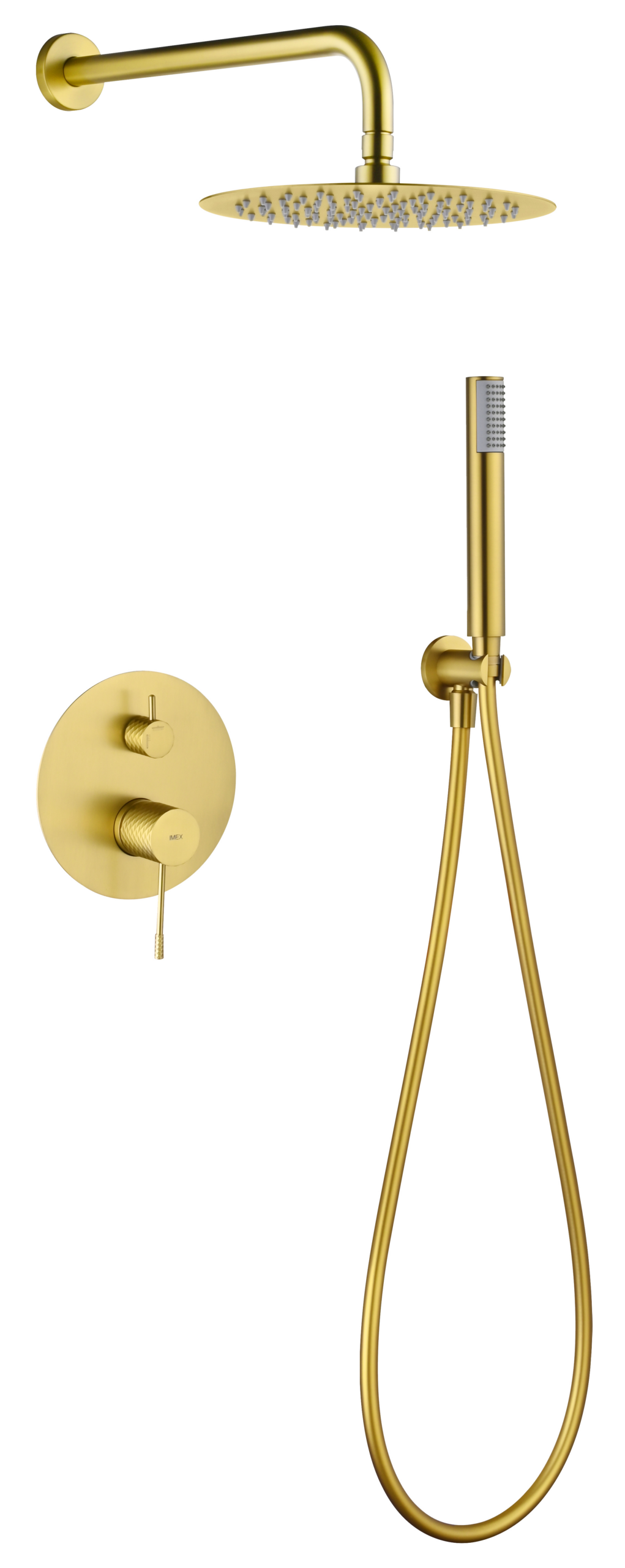 Génova Brushed Gold Concealed Single Lever Shower Set, main product view