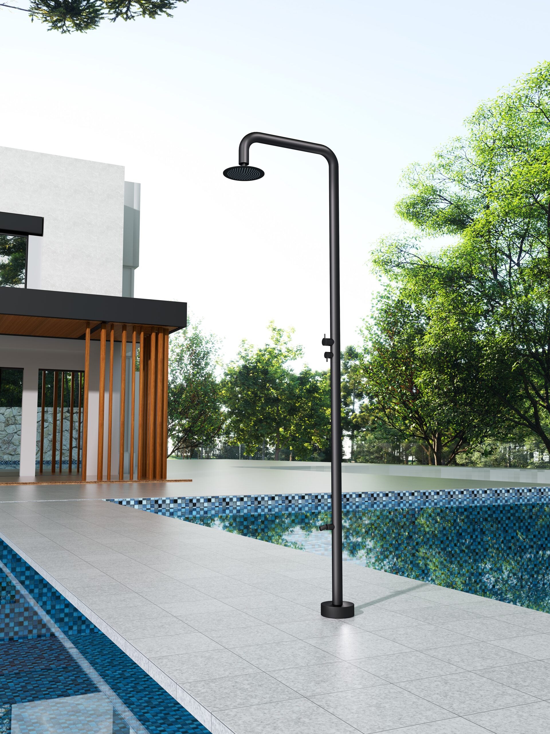 Michigan Matte Black Steel Pool Shower Tap in 316 Stainless Steel, view 2