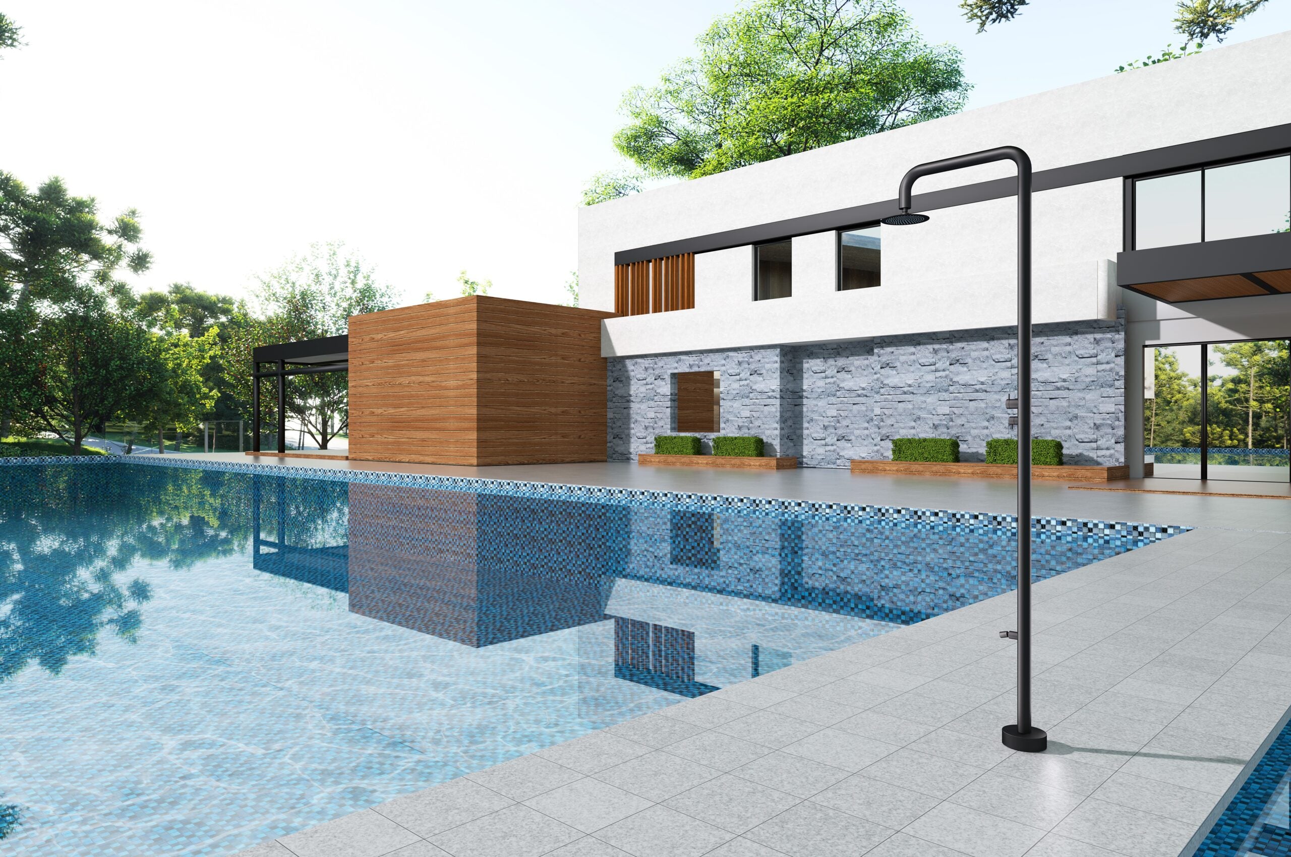 Michigan Matte Black Steel Pool Shower Tap in 316 Stainless Steel, view 4