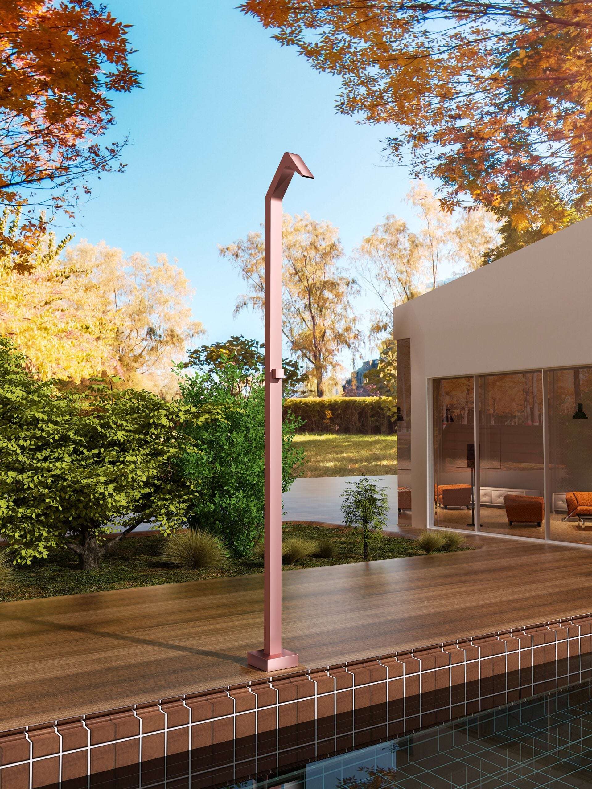 Niágara Coral Pink Pool Shower Tap in 316 Stainless Steel, view 2