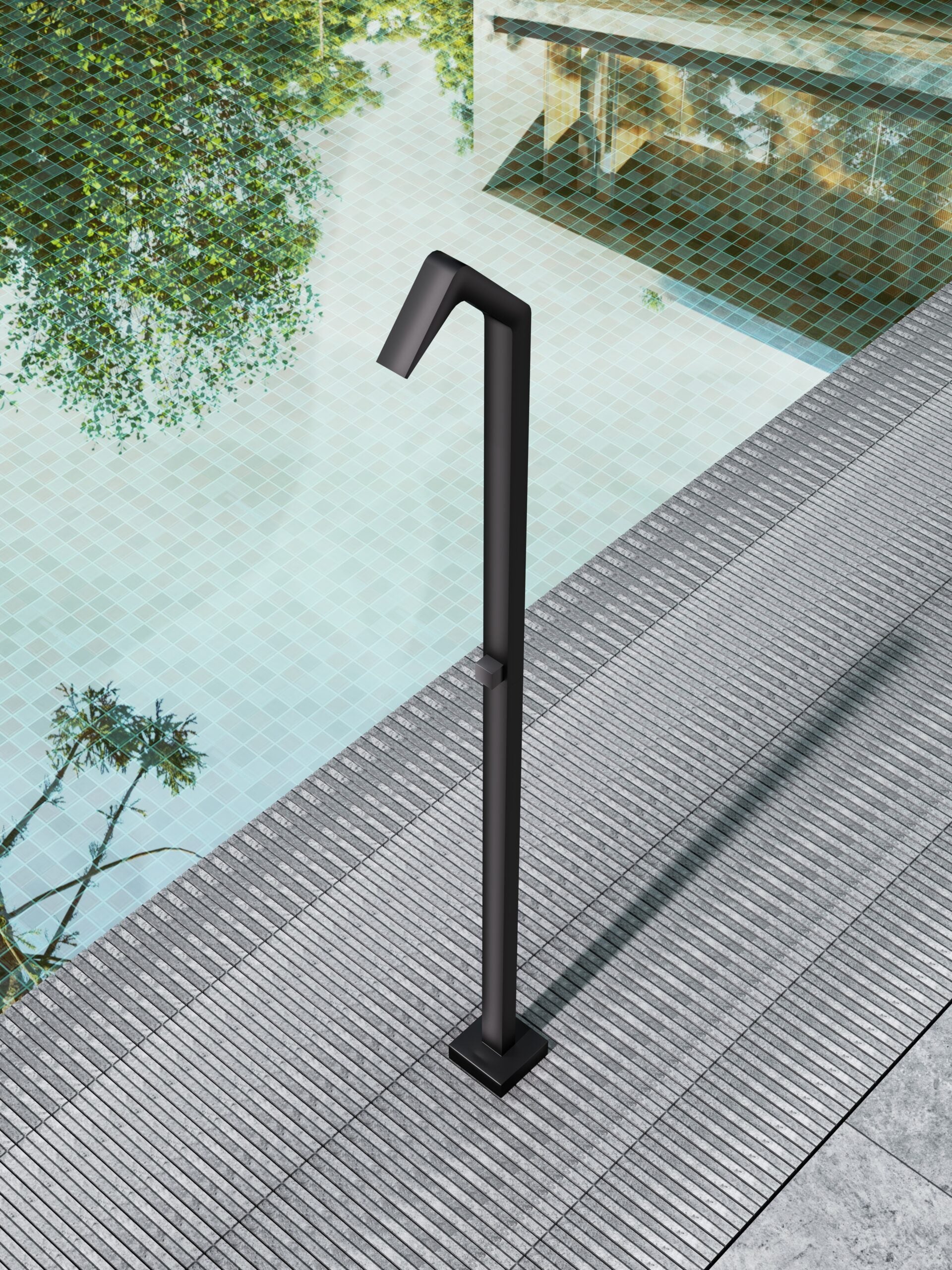 Niágara Matte Black Steel Pool Shower Tap in 316 Stainless Steel, view 3