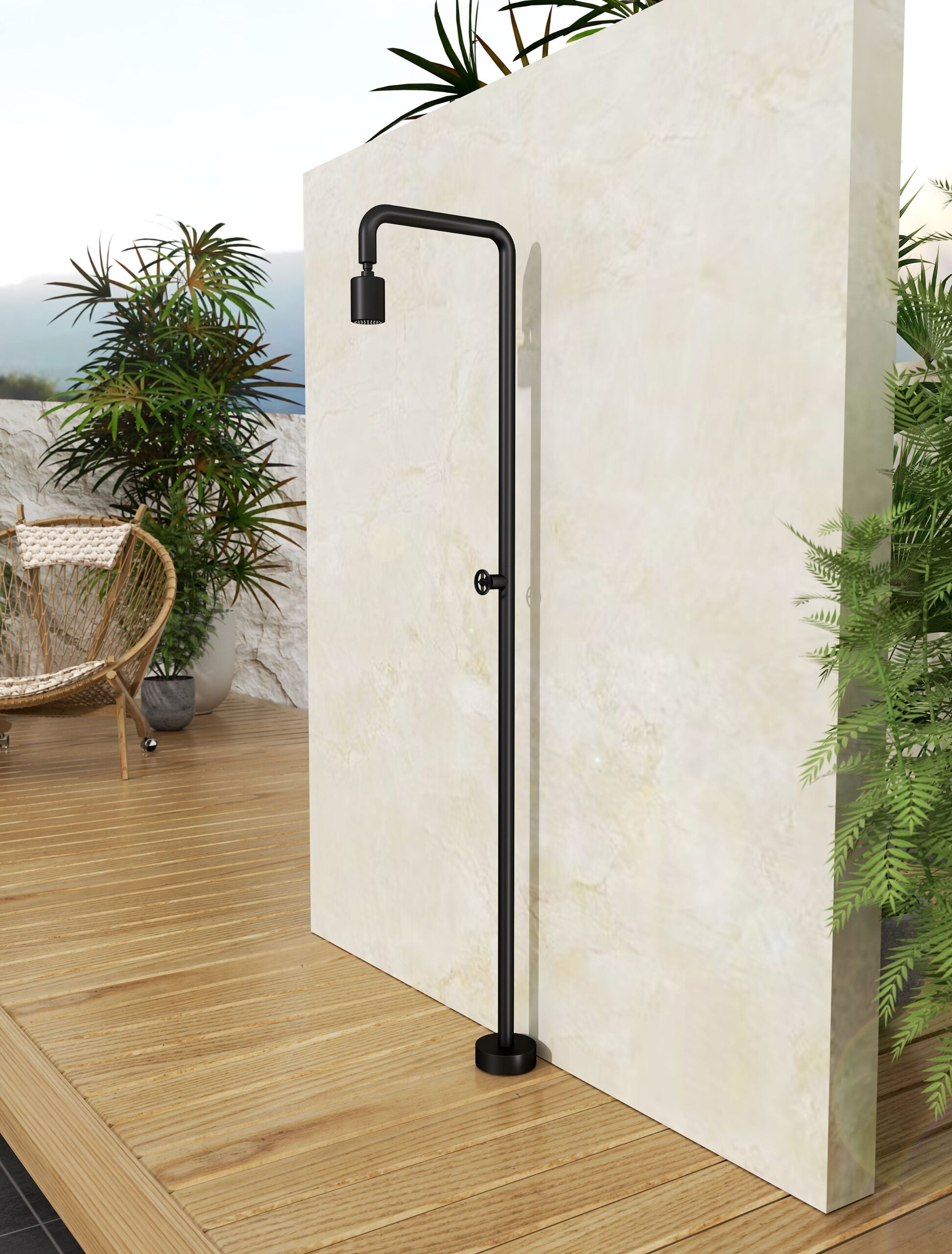 Pool Matte Black Steel Pool Shower Tap in 316 Stainless Steel, view 3